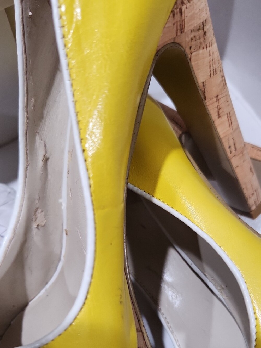Nine West Bright Yellow Peep-Toe Heels - Picture 15 of 15